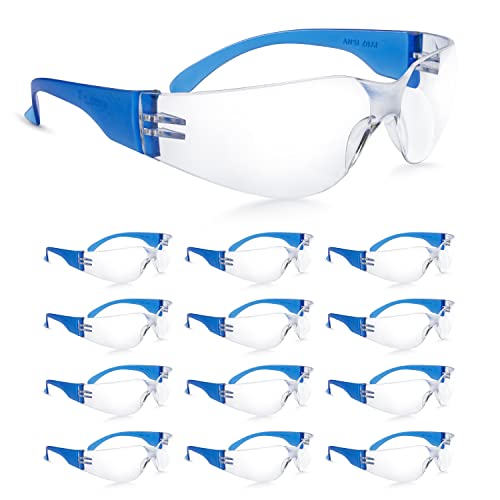 amoolo Blue Safety Glasses, ANSI Z87.1 Impact Resistant, 24 Pack, Adult - color: Blue, size: Adult's Size - 24 Pack