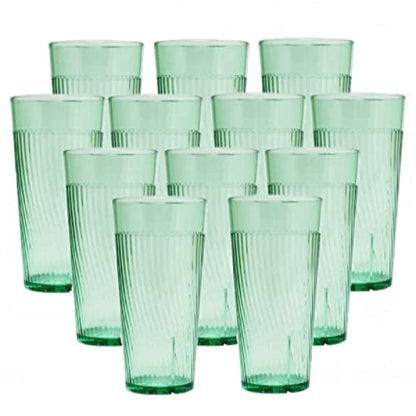 TrueCraftware- 20 oz. Belize Tumbler/Drinking Cups Green Polycarbonate Set of 12-Premium Iced Tea Glasses Stackable Reusable Drinking Glasses Dishwasher Safe Break-Resistant for Home Restaurants - color: Green, size: 20 oz