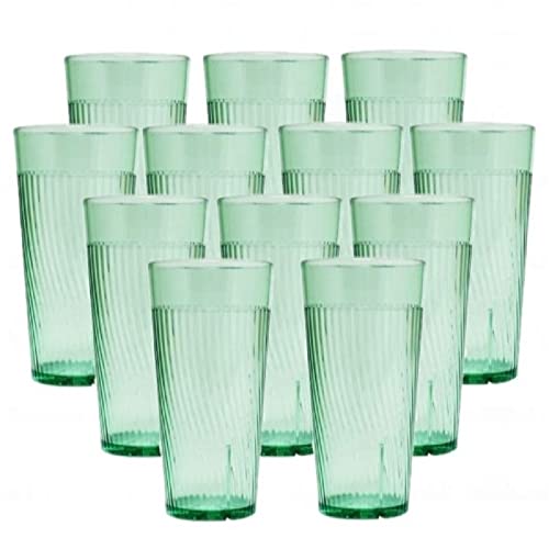 TrueCraftware- 16 oz. Belize Tumbler/Drinking Cups Green Polycarbonate Set of 12-Premium Iced Tea Glasses Stackable Reusable Drinking Glasses Dishwasher Safe Break-Resistant for Home Restaurants - color: Green, size: 16 oz