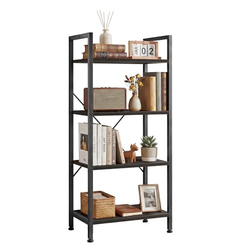 4 Tier Bookshelf, Free Standing Bookcase with Open Storage Shelves - color: Classic Black, size: 4 Tier