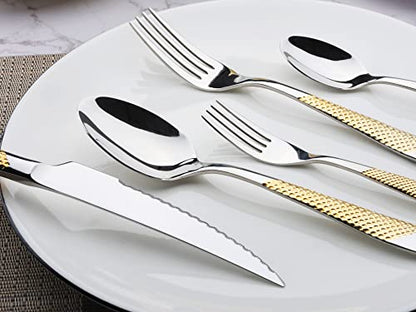 40-Piece Gold Silverware Set Stainless Steel Flatware Set Cutlery Set