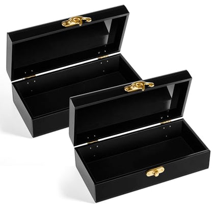 Beeveer 2 Pcs Acrylic Lockable Cash Box Cash Organizer Money Holder Single Row Currency Organizer Money Container for Cash Storage Saving Collector (Black)