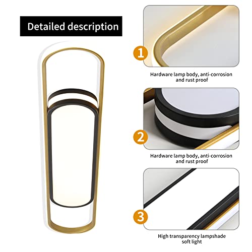 Qcyuui Linear Ceiling Light, 43.3in Dimmable LED Ceiling Light with Remote - color: Black and Gold/Dimm/48W/43.3IN, size: 43.3in