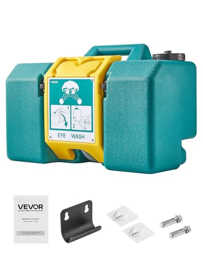 VEVOR Portable Eye Wash Station 8 Gal, OSHA-Approved Eyewash Station Wall-Mounted/On Flat Surface, Emergency Eye Wash Unit with 2 Sprays, First Aid Eyewash Units for Schools, Labs, Factories, Green - style: Portable Eye Wash Station 8 Gal