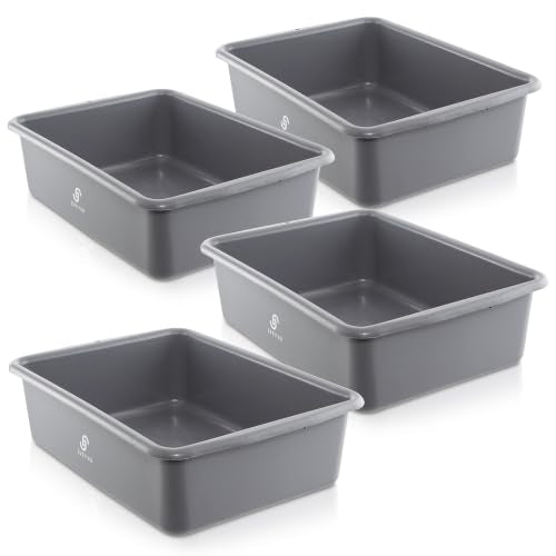 Jubilee 4-Pk Plastic Storage Bin, 20L Gray Commercial Busser Utility Tub - color: Gray, size: 20 L