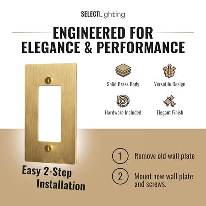SELECT 1-Gang Solid Brass Wall Plate Cover, Satin Brass Finish - color: Satin Brass, size: 1 Gang, style: Wall Plate
