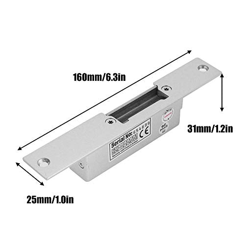 Electric Strike Lock, Door Access Control NC/NO Fail Secure, 500Kg Thrust Withstand, Electric Lock for Wood Metal PVC Door