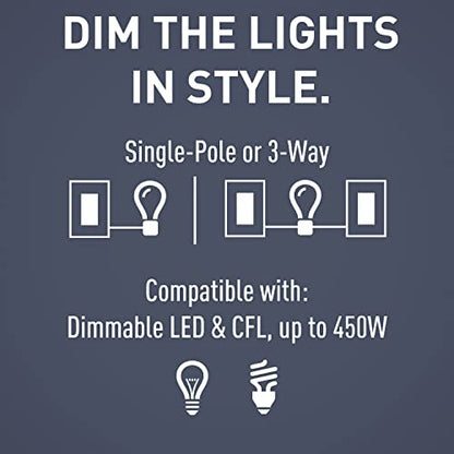 Legrand Radiant 450W LED Dimmer Light Switch 3-Way Rocker Tri-Color (Pack of 6) - size: (Pack of 6)