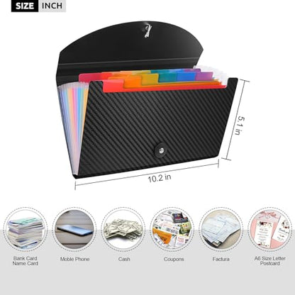 Receipt Organizer Cesil 13 Pockets Receipt Holder Small Accordion File Organizer Expanding File Folder Large Capacity Cards Ticket File Check Cards Bill Business Coupons Storage Case
