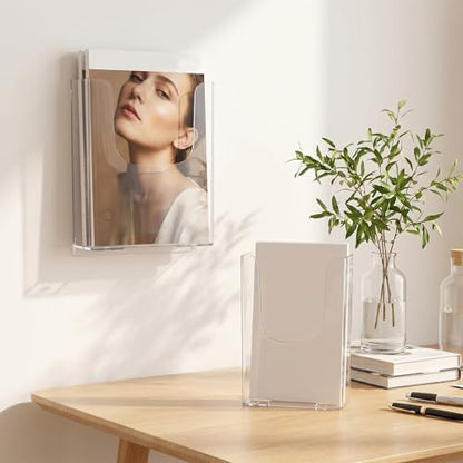 Wall Mount Brochure Holder, 4 x 6 Inches Clear Acrylic Flyer Holder