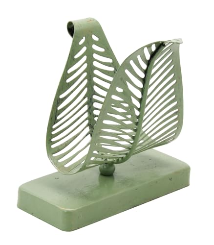 OwlGift Freestanding Modern Napkin Holder with Leaf Design, Tabletop Tissue Dispenser, Napkin Storage Organizer – Rustic Green - color: Rustic Green