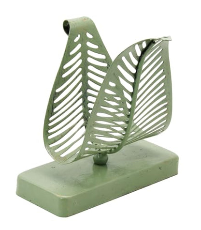 OwlGift Freestanding Modern Napkin Holder with Leaf Design, Tabletop Tissue Dispenser, Napkin Storage Organizer – Rustic Green - color: Rustic Green