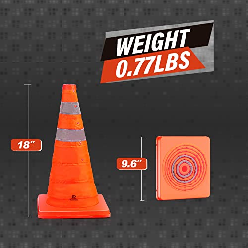 RoadHero 18 Inch 2 Pack Collapsible Traffic Safety Cones with Bag,Orange - size: 18 Inch