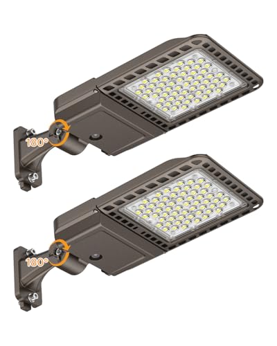 200W Parking Lot Lights: 30,000LM, 150LM/W 5000K Arm Mount 2Pack - color: Adjustable Arm Mount 200W 2P