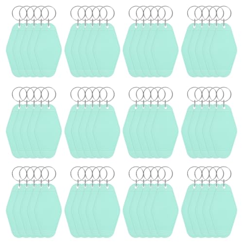 Blank Hotel Keychain Tags [60PCS] - Plastic Rhombus Blank Motel Keychain with Key Rings - color: Light Blue