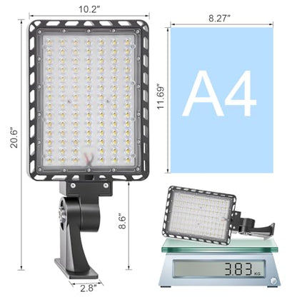 ledmo LED Parking Lot Light 240W Outdoor Flood Light Dusk to Dawn with Adjustable Wall Mount 37000lm IP65 LED Street Commercial Security Area Lighting for Yard Sport Barn Shop Warehouse 4 Pack - size: 240W/Wall Mount/2 Pack