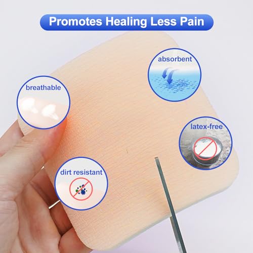 Niceful Silver Silicone Foam Dressing 4"x4" 5 Count for Sensitive Skin - size: Silver 4"x4" (5PCS)