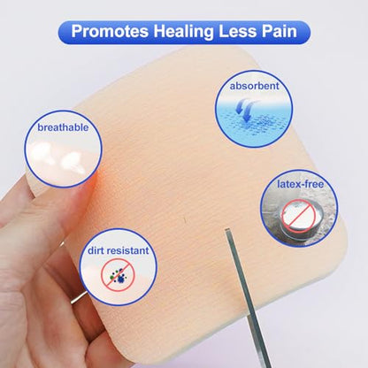 Niceful Silver Silicone Foam Dressing 4"x4" 5 Count for Sensitive Skin - size: Silver 4"x4" (5PCS)