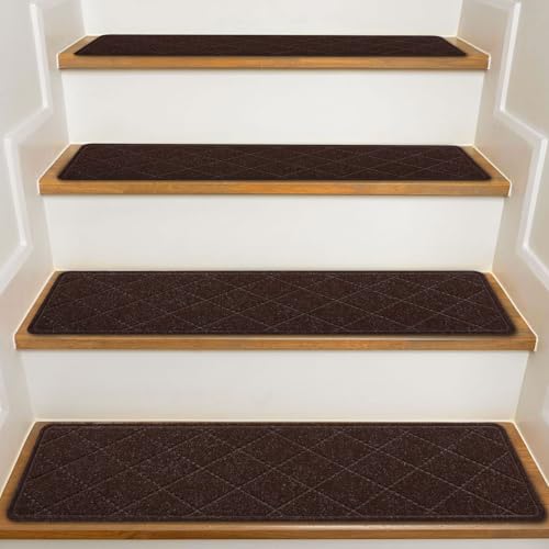 KOOTETA Stair Treads for Wooden Steps Indoor, 15 Pack 8" X 30" Non Slip - color: Brown, size: 8" x 30"