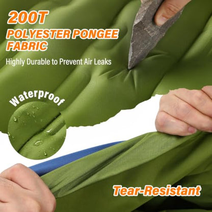 Camping Sleeping Pad, 6 inch Thick Ultralight Camping Mat with Pillow, Built-in Foot Pump Inflatable Sleeping Pads Compact for Camping Backpacking Hiking Traveling Tent,Single,Green - color: Green
