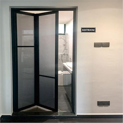 Restroom Sign - Bathroom Sign, Premium Durable Acrylic Material, Super Strong Self-Adhesive, Quick Installation, Suitable For Your Home And Business (9×3 Inches, Black/White) - color: Black/White - Restroom