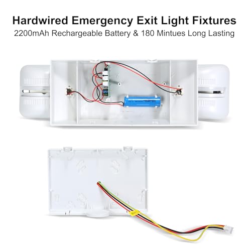 24 Pack Emergency Light Fixture, Commercial Emergency Lights with Battery Backup, Square 2 Head Adjustable LED Emergency Light for Home Power Failure Business, Emergency Exit Light AC 110V-277V - color: 24 Pack