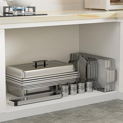 IMACONE Rectangular Chafing Dish Buffet Sets of 4, 8QT - color: Silver, size: 4-Pack