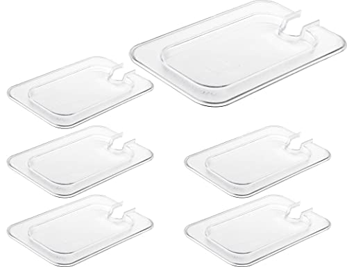 CURTA 6 Pack NSF 1/9 Notched Food Pan Cover, Size Clear Polycarbonate Lid for Commercial Food Pan, Dishwasher & Freezer Safe Plastic Clear - color: 1/9 Size, size: Handled & Notched Lids