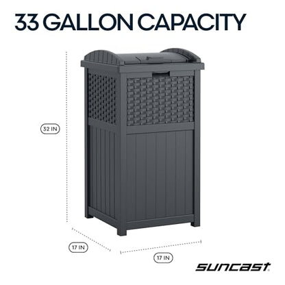 Suncast 33 Gal, Wicker Hideaway Trash Can, Secure Lid, Cyberspace Gray - color: Cyberspace Grey
