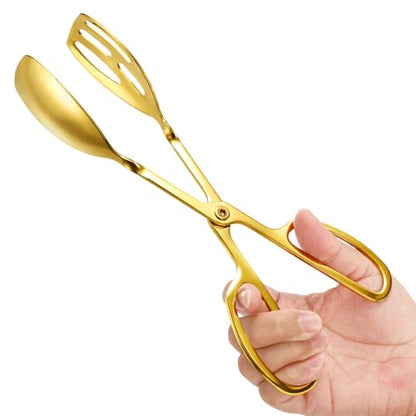 Jucoan 2 Pack Gold Salad Tongs, Buffet Serving Tongs, Stainless Steel - color: Gold