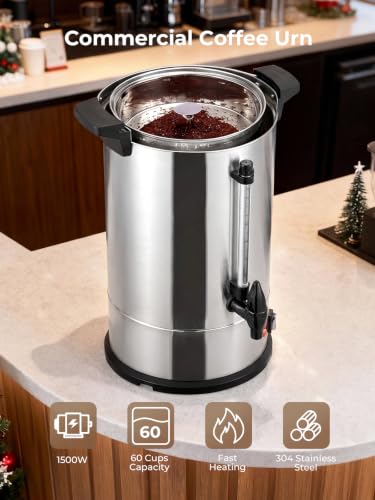 Coffee Urn 60 Cups Commercial, 6L Electric Beverage Dispenser