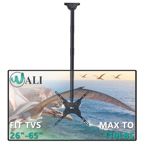 WALI Long Arm Ceiling TV Mount for 26-65 inch LCD LED 4K TVs, up to 110 lbs - color: Black (400x400mm), size: 5 feet