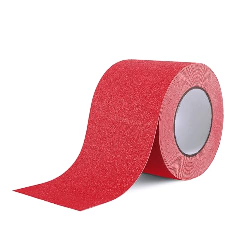 Reniteco 4" x33Ft Anti Slip Tape Red Heavy Duty Grip 1PC - color: 03-Red, size: 4in x 33Ft