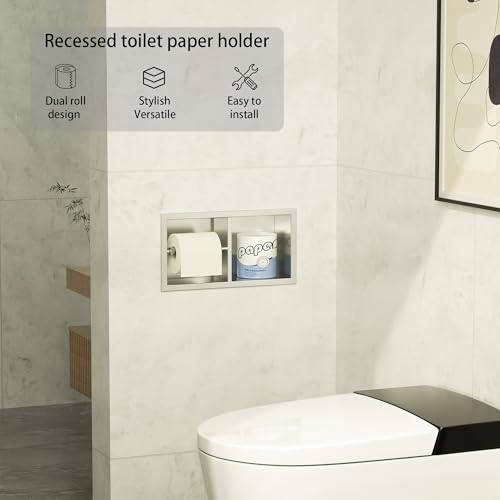 Neodrain Brushed Recessed Toilet Paper Holder,for Standard/Mega Roll - color: Brushed
