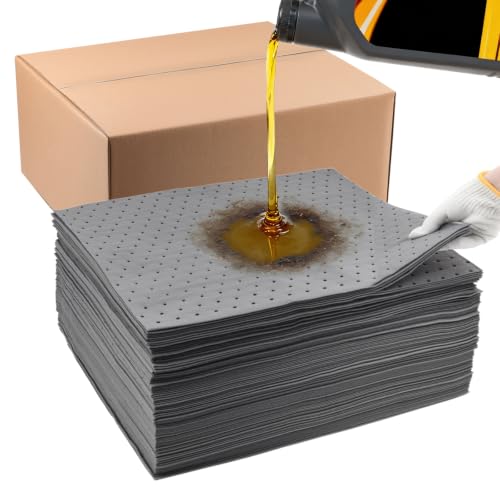 Heavy Duty Oil Absorbent Pads 15" x 18" 100 Pcs Automotive Absorbent Pads - color: 100 Pack, size: W15in,L18in