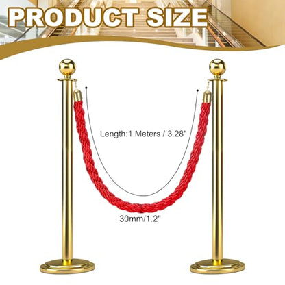 MECCANIXITY Twisted Stanchion Rope 3.28 Ft/1 M, Barrier Rope Twisted Post Ropes with Snap Hooks for Posts Stands Queue Divider Crowd Control, Red Golden - color: Red Golden, size: 3.28 Ft