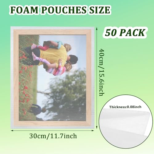50 Pack Foam Pouches 12x16in, Large Cushion Foam Wrap for Moving - size: 12x16 inch