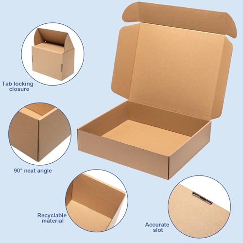 Wowxyz Brown Shipping Boxes 13x11x3" 25 Pack Corrugated Cardboard Mailers - size: 13x11x3"