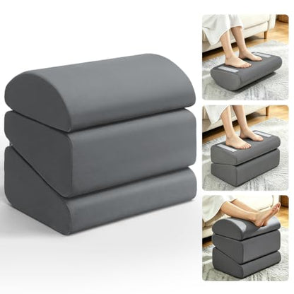 Under Desk Foot Rest, 6-in-1 Ergonomic Footrest, 5 Adjustable Heights - color: Gray