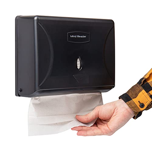 Mind Reader Paper Towel Dispenser, Tri-Fold Towel Holder, Restroom, Wall Mount, Bathroom, Black - color: Black
