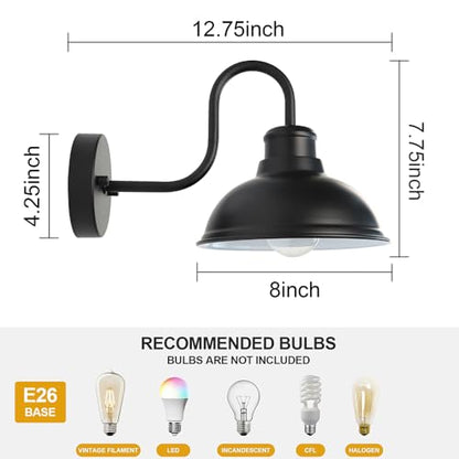 Gooseneck Barn Light Outdoor Wall Lights 8" Exterior Lighting Fixtures - size: 8*7.75*12.75 inches