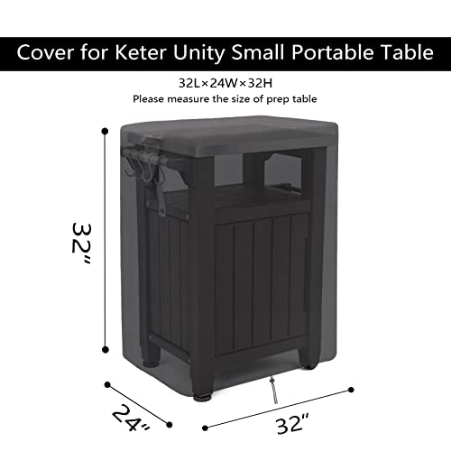 Prep Table Cover for Keter Unity Outdoor Kitchen Portable Bar Cart, Waterproof Patio BBQ Grill Cart Cover, for Outdoor Pizza Oven Table Stand - 32 x 24 x 32 Inch - size: 32" x 24" x 32"