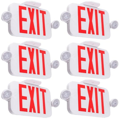 LIT-PaTH Exit Sign with Emergency Light, Battery Backup, 6 Pack - size: 6-Pack