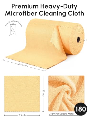 Microfiber Cleaning Cloths Roll 75 Pack 12x12 Inch Lint Free - color: Orange