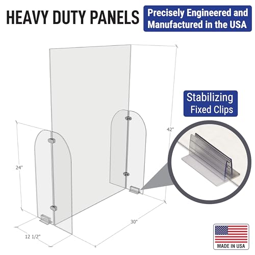 Clear Acrylic Single Panel Protective Barrier/Guard for Counter, Reception, Desk, Checkout Shield (30" x 42") - Guards Employees, Cashiers, and Customers from Coughing and Sneezing
