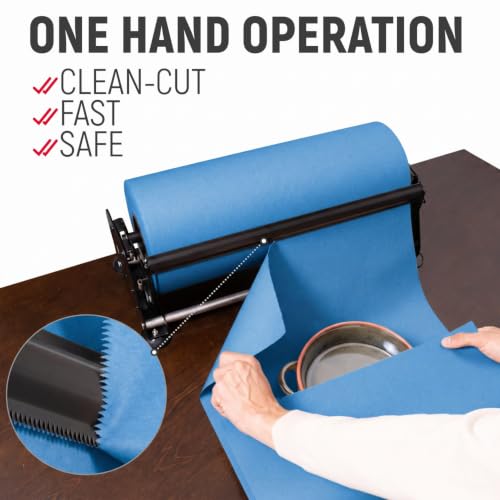 18" Paper Dispenser with Cutter + Dark Blue Kraft Paper Roll - color: Dark Blue, size: 1 Roll + Dispenser