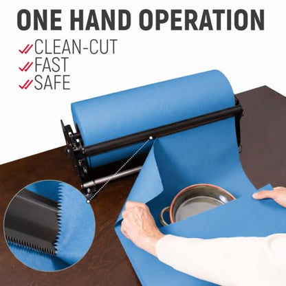 18" Paper Dispenser with Cutter + Dark Blue Kraft Paper Roll - color: Dark Blue, size: 1 Roll + Dispenser