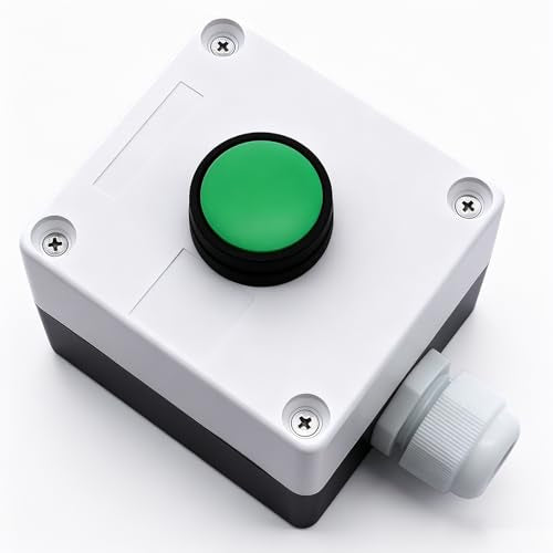 mxuteuk Momentary Push Button Switch Station Box Exit Button Switch ABS Weatherproof for Automatic Gate Openers One Button Exterior Opener LA36-11BN-G-BOX-W - color: Green-B