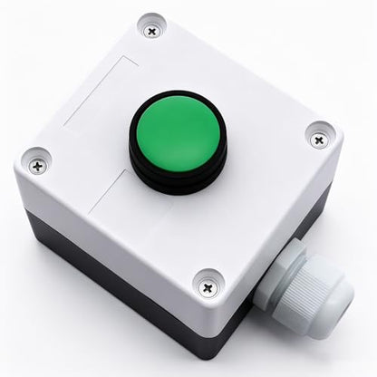 mxuteuk Momentary Push Button Switch Station Box Exit Button Switch ABS Weatherproof for Automatic Gate Openers One Button Exterior Opener LA36-11BN-G-BOX-W - color: Green-B
