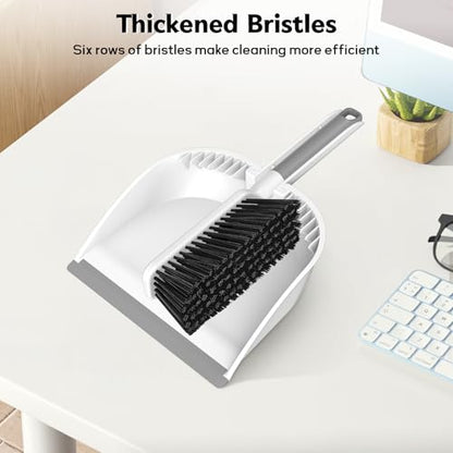 SetSail Small Dustpan and Brush Set with Comb Teeth Clean Pet Hair, White - color: White
